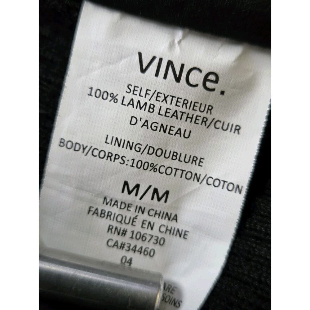 Vince Black Lamb Leather Asymmetrical Scuba Moto Jacket Ribbed Knit Panels Sz M - Picture 6 of 8